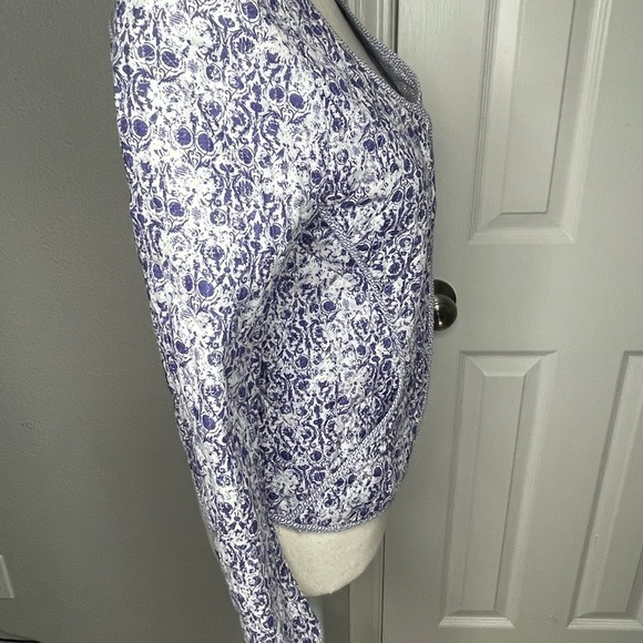 Zara Navy and White Patterned Quilted Blazer Size Medium - Picture 3 of 12